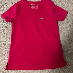 Figs Catarina One Pocket Bright Pink Scrub Top
